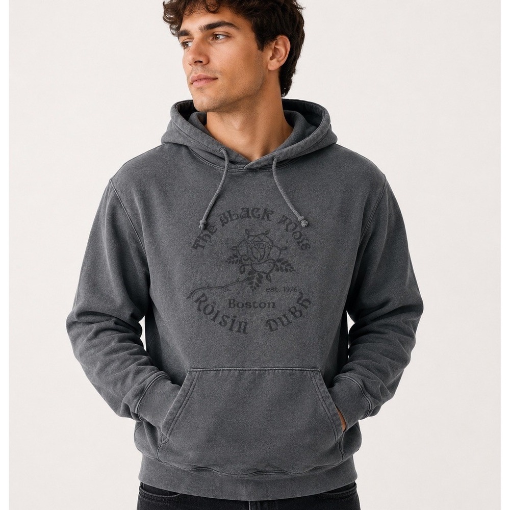 Black Rose Boston Hoodie Mens 2XL Irish Pub Roisin Gray Pullover Sweatshirt